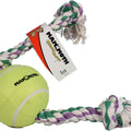 FLOSSY CHEWS ROPE TUG W/6IN TENNIS BALL 36 IN MULTI