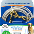 FOUR PAWS WALK-ABOUT TIE-OUT CABLE HEAVY WEIGHT 15 FT SILVER