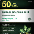 GOGREEN OUTDOOR EXTENSION CORD 50 FT-14/3 GA ORANGE
