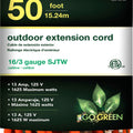 GOGREEN OUTDOOR EXTENSION CORD 50 FT-16/3 GA ORANGE