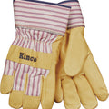 KINCO GRAIN PIGSKIN LEATHER PALM GLOVES LG TAN/BLUE/RED