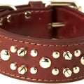 LATIGO LEATHER SPIKE/STUD DOG COLLAR 1.75X22IN BURGUNDY