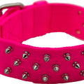 BRAVO NYLON SPIKED DOG COLLAR 29 IN NEON PINK