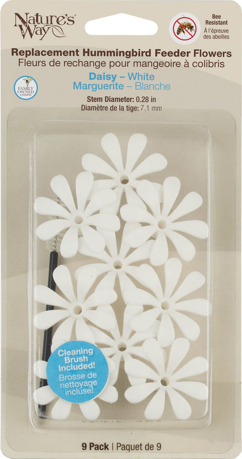 WHITE DAISY HB REPLACEMENT FLOWERS W/ BRUSH 9 CT WHITE