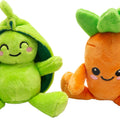 SUNGAROOZ PEA AND CARROT PLUSH DOG TOYS 4 IN-2 PK GREEN/ORANGE