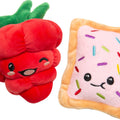 SUNGAROOZ POPTART AND RASPBERRY PLUSH DOG TOYS 4 IN-2 PK RED/PINK