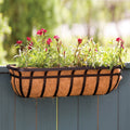 WIDE BAND WINDOW PLANTER W/COCO LINER 36 IN BLACK