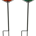 GLASS BIRDBATH W/YARDSTAKE 8 IN TWO TONE SWIRL