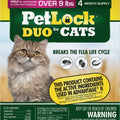 PETLOCK DUO FLEA & TICK CONTROL FOR CATS > 9 LB-4 PK