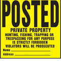 POSTED PRIVATE PROPERTY SIGN 11X11 IN YELLOW/BLACK
