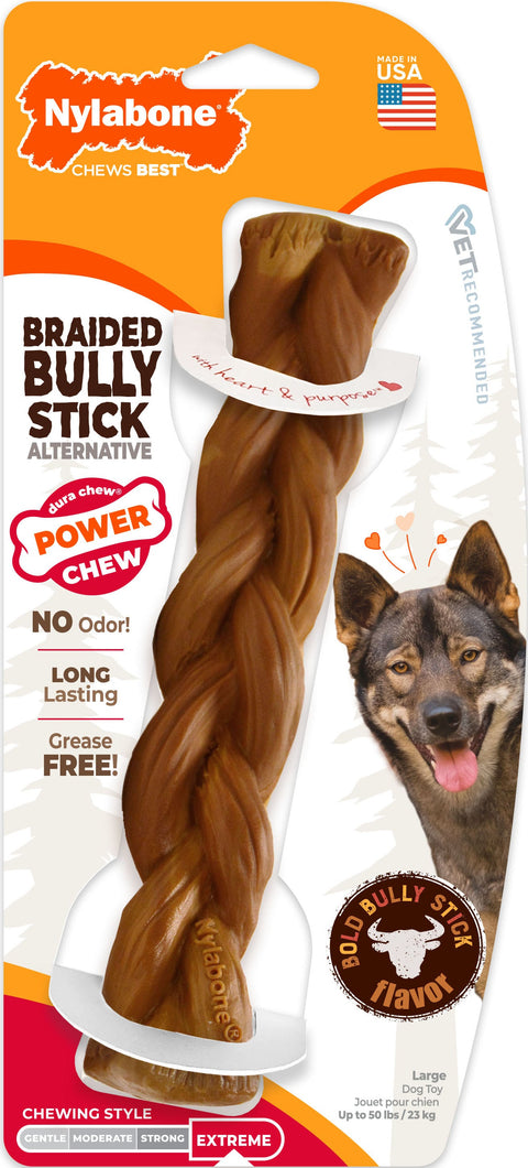 NYLABONE POWER CHEW ALTERNATIVE BRAIDED BULLY LG