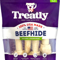 TREATLY 100% USA BEEFHIDE BONES & ROLLS MD-4 PK NATURAL