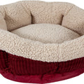 Aspen Pet 80135 Self-Warming Oval Lounger, Barn Red/Cream, 19" x 7"