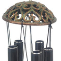 GLASS HUMMINGBIRD WIND CHIME W/ BLACK BELLS 32 IN BLACK