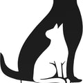 DOG WITH CAT SHADOW YARD STAKE 24 IN