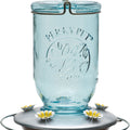 MASON JAR GLASS HUMMINGBIRD FEEDER 32 OZ CAP BLUE