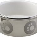 SPOT PAW PRINT TITANIUM DOG DISH 5 IN SILVER