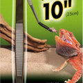 ANGLED STAINLESS STEEL FEEDING TONGS 10 IN SILVER