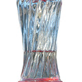 SWIRL GLASS HUMMINGBIRD FEEDER 16 OZ CAP RED/CLEAR
