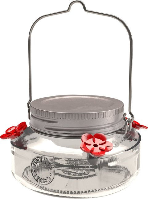 VINTAGE MINI MASON JAR GLASS HUMMINGBIRD FEEDER 12 OZ ASSORTED