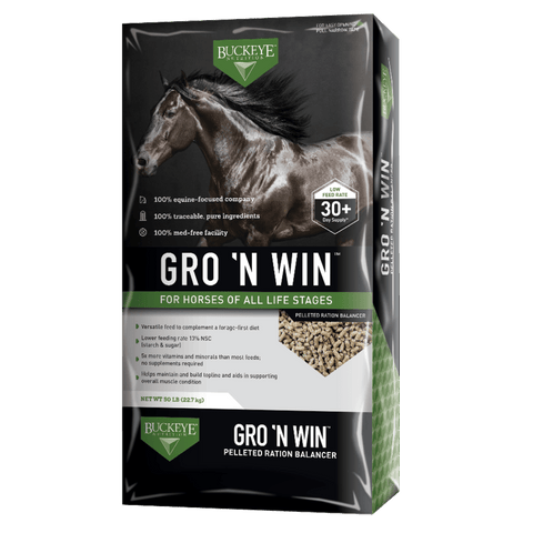 Buckeye Nutrition® GRO 'N WIN™ Pelleted Ration Balancer Horse Feed, 50 lb Bag - Image 1