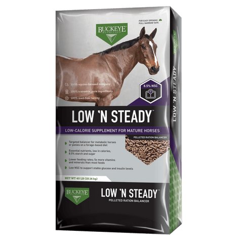 Buckeye Nutrition® LOW 'N STEADY™ Pelleted Ration Balancer Horse Feed, 40 lb Bag - Image 1