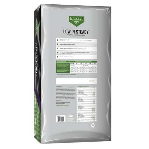 Buckeye Nutrition® LOW 'N STEADY™ Pelleted Ration Balancer Horse Feed, 40 lb Bag - Image 3