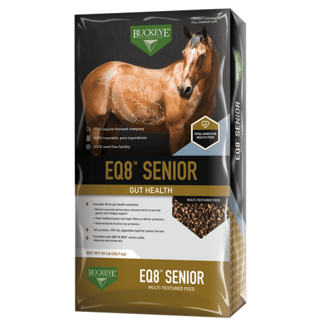 Buckeye Nutrition EQ8 Senior Gut Health Multi-Textured Feed 50 lb Bag - Front