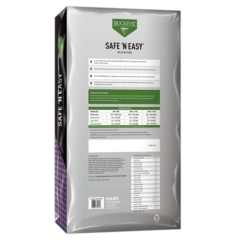 Buckeye Nutrition® SAFE 'N EASY™ Pelleted Low-NSC Horse Feed, 50 lb Bag - Image 3