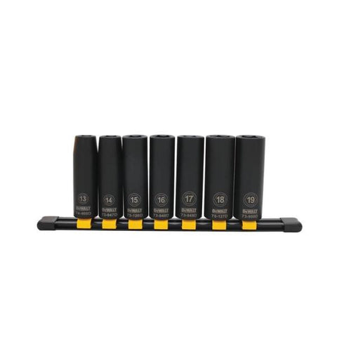 DeWalt Metric Deep Impact Socket Set, 7 Piece, Black
