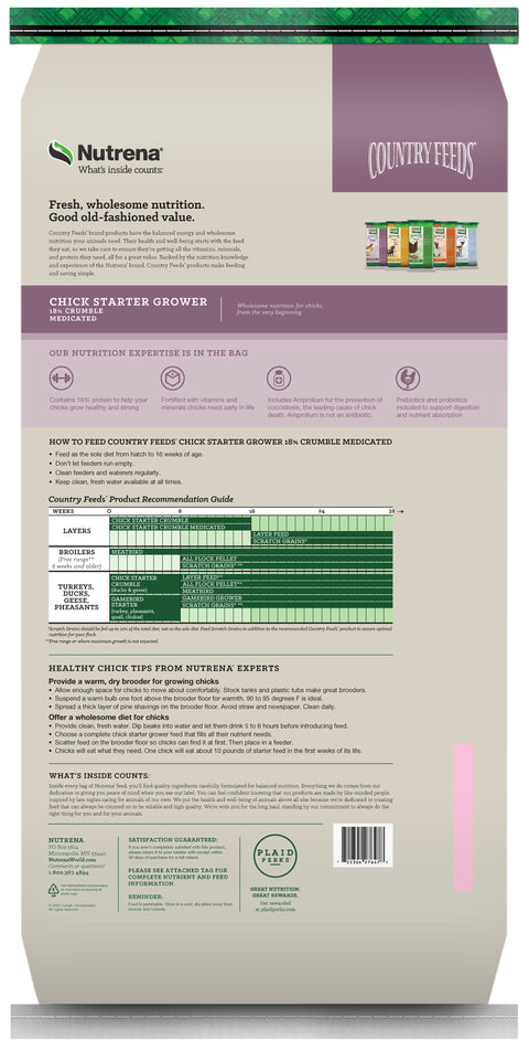Nutrena® Country Feeds® Chick Starter Grower 18% Protein Crumble Medicated 25 lbs
