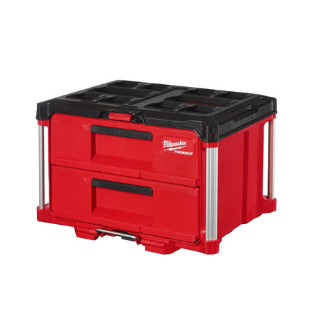 Milwaukee 2 Drawer Toolbox, 22.2", Black/Red