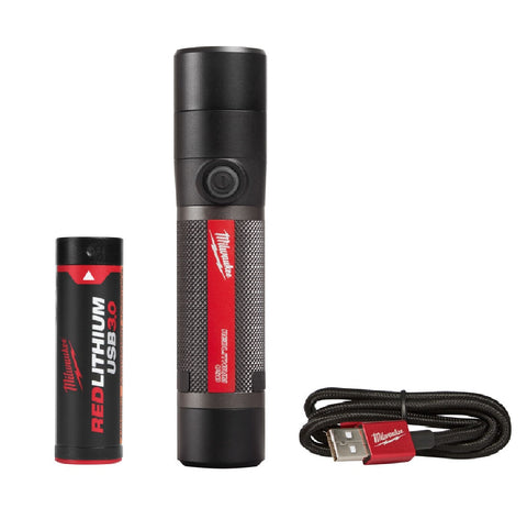 Milwaukee LED Rechargeable Flashlight, Black/Red