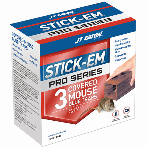 JT Eaton Covered Mouse Glue Trap, 3 Pack