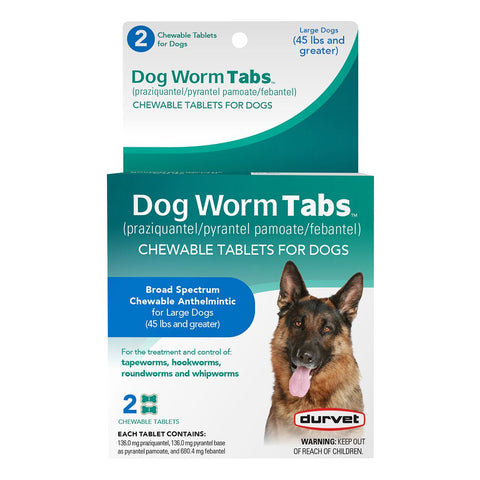 Durvet Dog Wormer Tablets for Dogs Over 45 lb, 2 Count