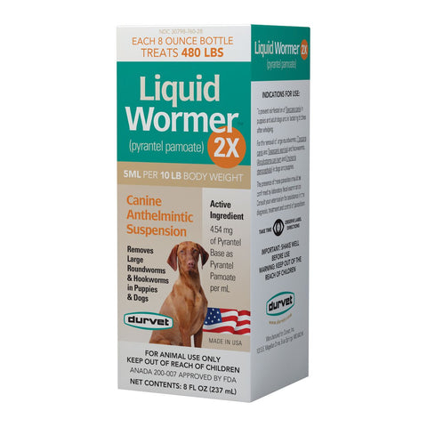Durvet Liquid Wormer 2X for Dogs & Puppies, 8 oz