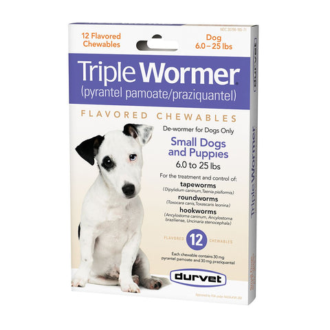Durvet Triple Wormer for Puppies & Small Dogs, 6-25 lb, 12 Count