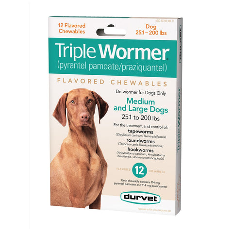 Durvet Triple Wormer for Medium & Large Dogs Over 25 lb 12-Count