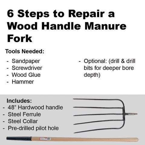Truper Manure Fork Replacement Handle, 48 IN