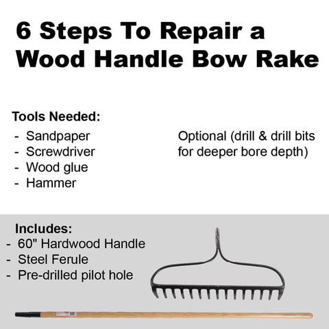 Truper Bow Rake Replacement Handle, 60 IN