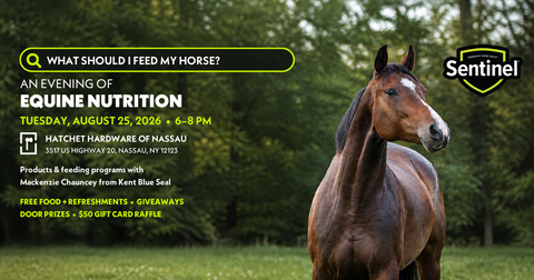 An Evening of Equine Nutrition — Tuesday, August 25, 2026, 6–8pm at Hatchet Hardware of Nassau